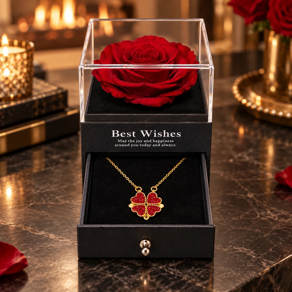 Ruby Hearts · Gold / Crystal Eternal Rose