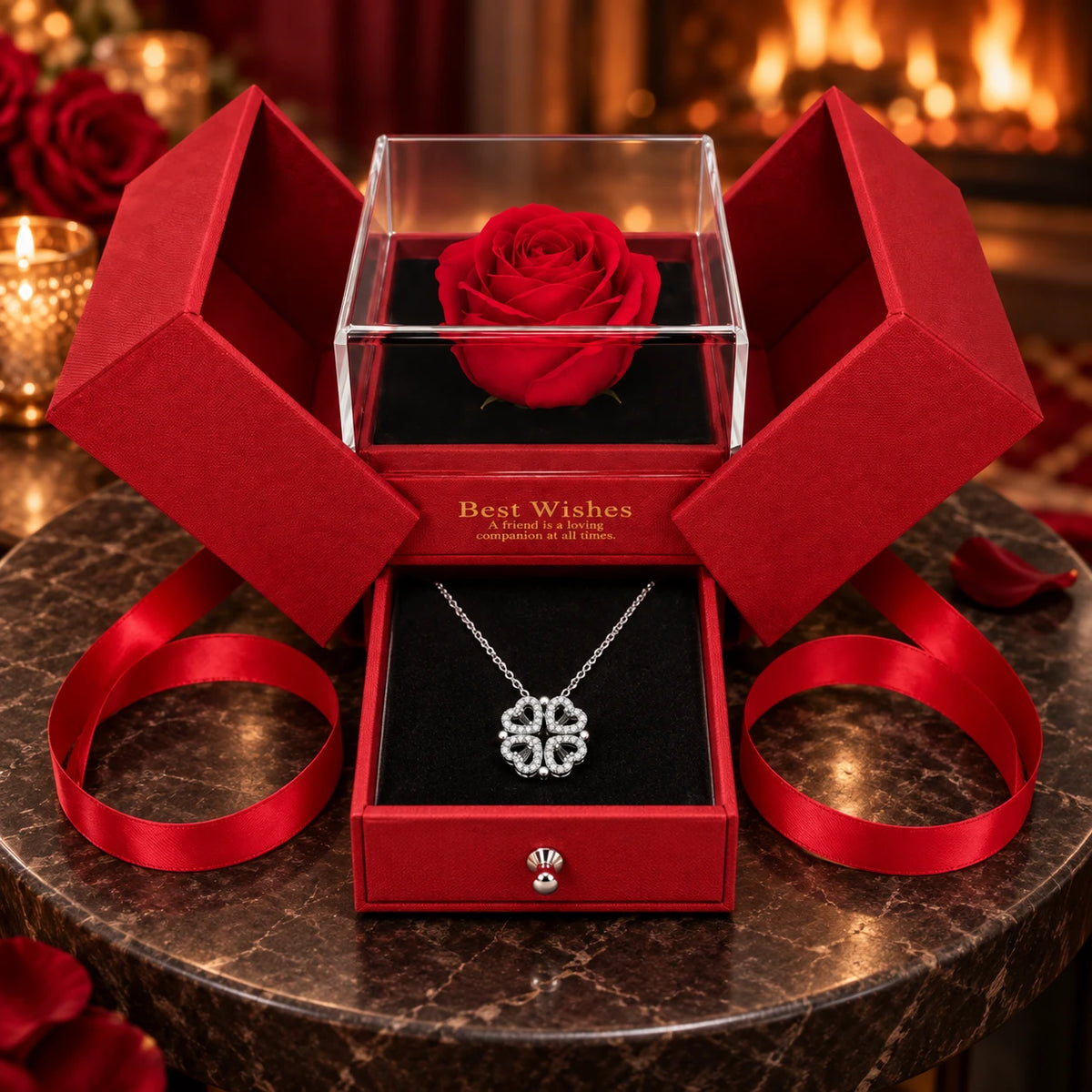 Eternal Hearts · Silver / Ruby Ribbon · Red